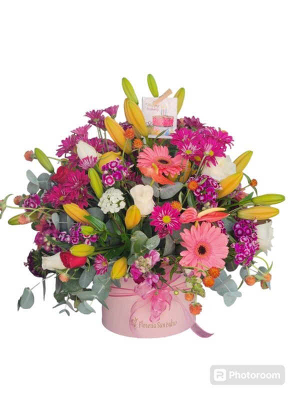 Caja con flor variada
