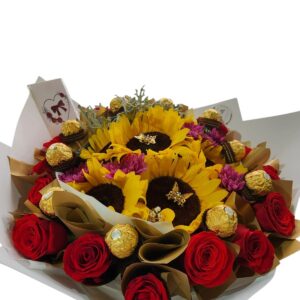 Bouquet girasoles y rosas