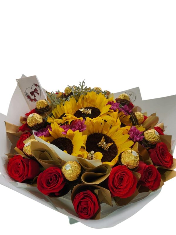 Bouquet girasoles y rosas